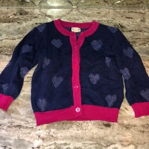 Hatley blue and pink heart cardigan sweater